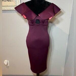 Elegant Burgundy Off-Shoulder Dress